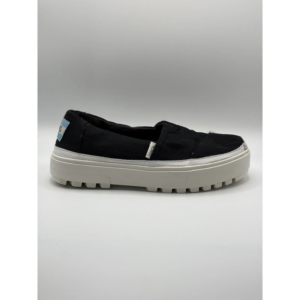 Toms Ortholite Women Alpargata Lug Shoes Black Heavy Canvas Size 5.5